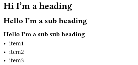 Heading and Bullets example